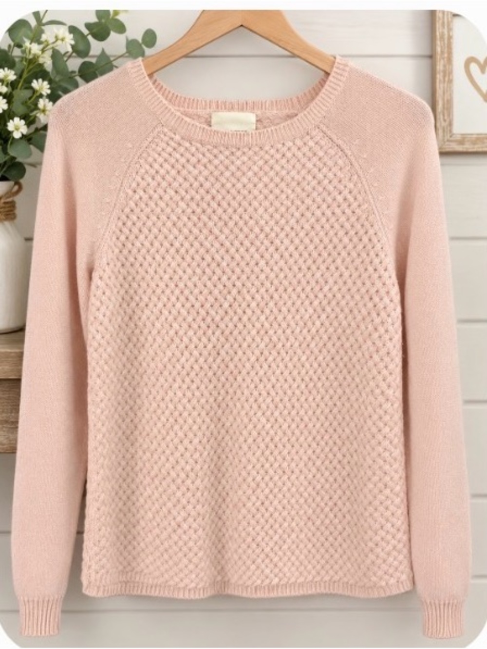 Cynthia Rowley Blush Textured Crewneck Sweater